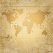 Kép Vintage vector world map with compass